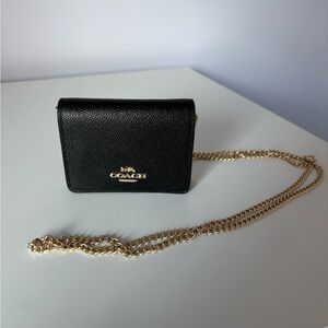 Coach Black Saffiano Crossbody with Gold Chain